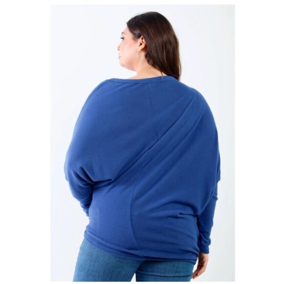 PlusSize Smile Front Print Flannel Dolman Long Sleeve Top Size 1XL - Picture 3 of 4